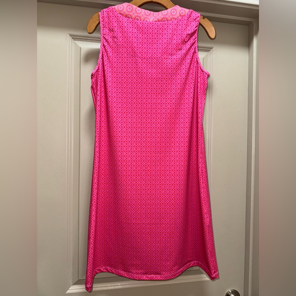 Cabana Life Pink V-neck Sleeveless Tunic Retro Geo Dress M - Picture 5 of 14